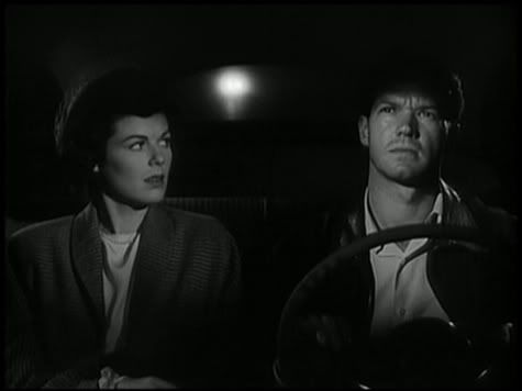 Barbara Hale and Bill Williams spot danger looming.