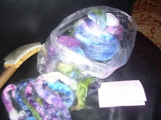 blueberry patch merino tencel roving