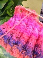 Sherbet colored Noro knitting