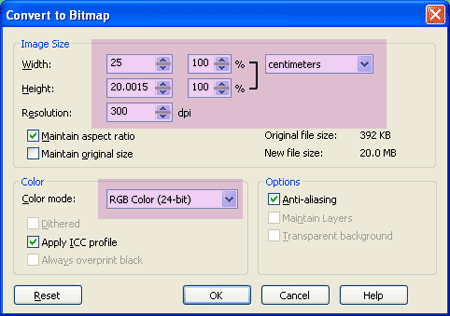 kota dialog export JPEG Bitmaps