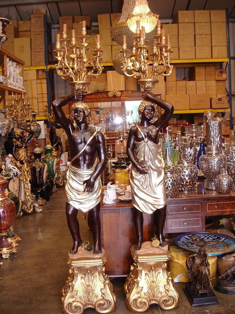 STUNNING PAIR OF 7'6" BLACKAMOOR STATUE CHANDELIER LAMPS