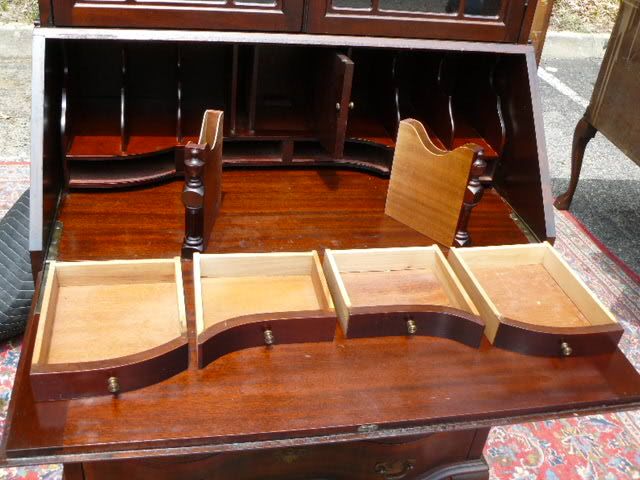 Antique Mahogany Maddox Gov Winthrop Bookcase Secretary Desk