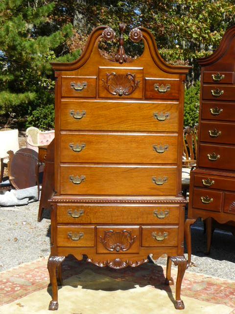 Antique Traditional Chippendale Mahogany Highboy Chest Dresser