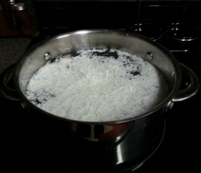 All the ingredients for hand soap on the stove ready to be heated