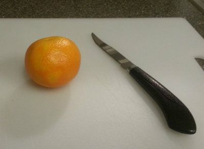 Clementine and Knife....getting ready to try a clementine candle