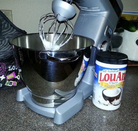 Coconut Oil being whipped up in a mixer to be used as a body butter