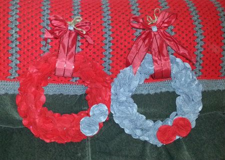 Finished OSU colors felt wreaths