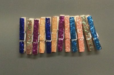 Finished glittler clothes pin magnets