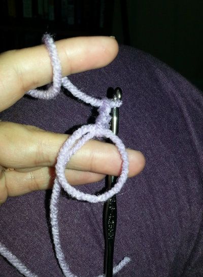 First single crochets off of a magic circle, counts as your first double chain