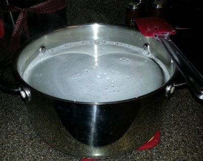 Homemade hand soap ready to cool and be poured into containers