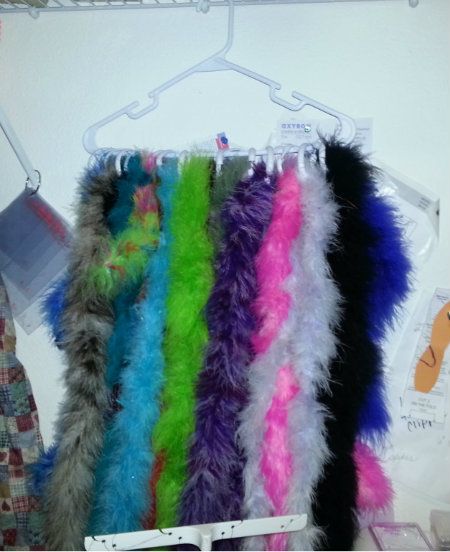 Marabou organized using shower hooks and a hanger photo Marabouorganizedusingshowerhooksandahanger_zps187dce3f.jpg