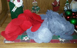 Piles of  circles for felt wreath