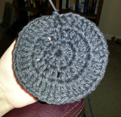 Round 3 of the crochet jar cover