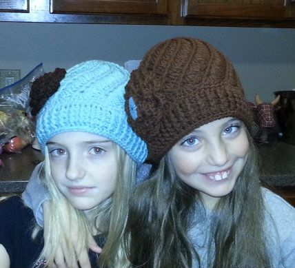 The girls modeling their Crochet Divine Spiral hats made with Free Pattern