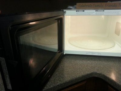 Totally clean Microwave using vinegar and water. No scrubbing required