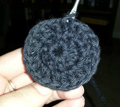 round 2 of the bottom of the crochet jar cover