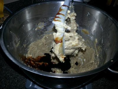 Adding the Molasses to Gingerbread Buttterscotch Cookies