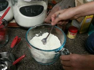 Dry Ingredients for Peanut Butter Blossoms