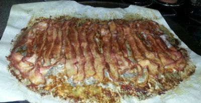 Bacon cooked in oven almost done