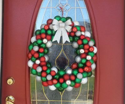 Finished Red,Green, Silver Ornament Wreath