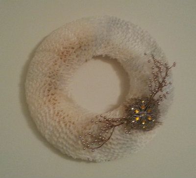 Finished White Coffee Filter Wreath..