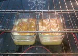 Pumpkin and Cream Cheese Swirled together and in the oven