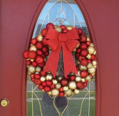 Red and Gold Ornament Wreath