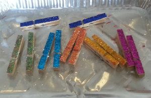 totally glittered clothes pin magnets