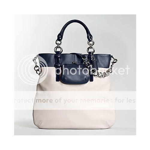 Coach Bonnie White Chalk/Navy Leather Tote Bag 13389  