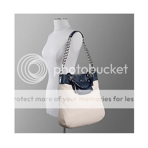 Coach Bonnie White Chalk/Navy Leather Tote Bag 13389  