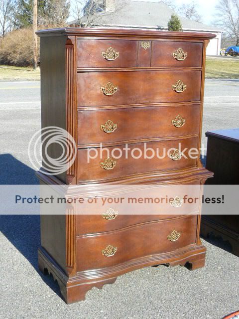 BASSETT FURNITURE MAHOGANY CHIPPENDALE HIGHBOY CHEST DRESSER