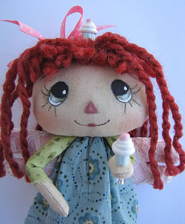 OOAK Primitive Raggedy Ann Littlest Angel Mini Doll~Cassie Cupcake