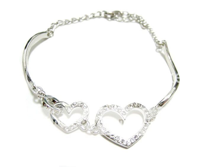 Heart Crystal Silver Anklet Bracelet Chain   012  